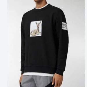Burberry London unisex  Deer print black sweatshirt, size M